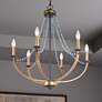 Glamus 25 1/4"W Gold Iron and Blue Beads 6-Light Chandelier