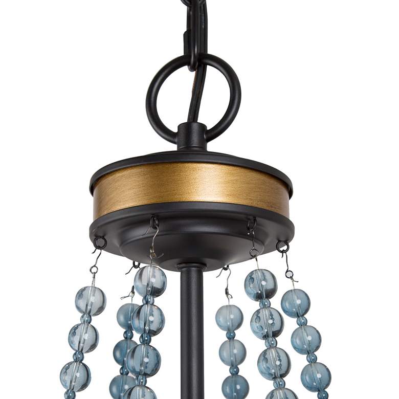 Image 5 Glamus 25 1/4 inchW Gold Iron and Blue Beads 6-Light Chandelier more views