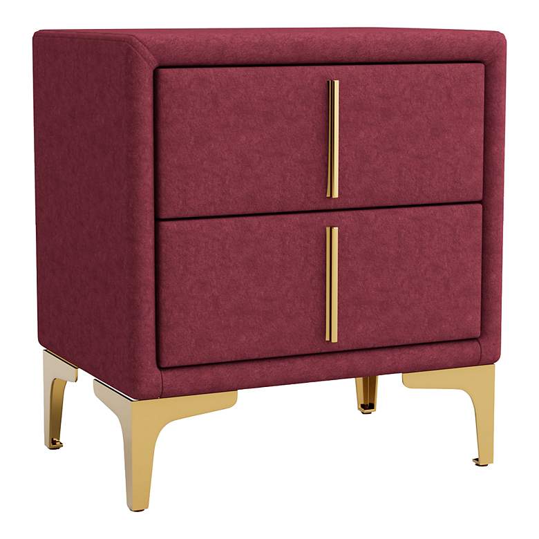 Image 2 Glanz 20 1/4" Wide Red Flannelette 2-Drawer Nightstand