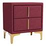 2_Glanz 20 1/4" Wide Red Flannelette 2-Drawer Nightstand