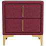 4_Glanz 20 1/4" Wide Red Flannelette 2-Drawer Nightstand more views