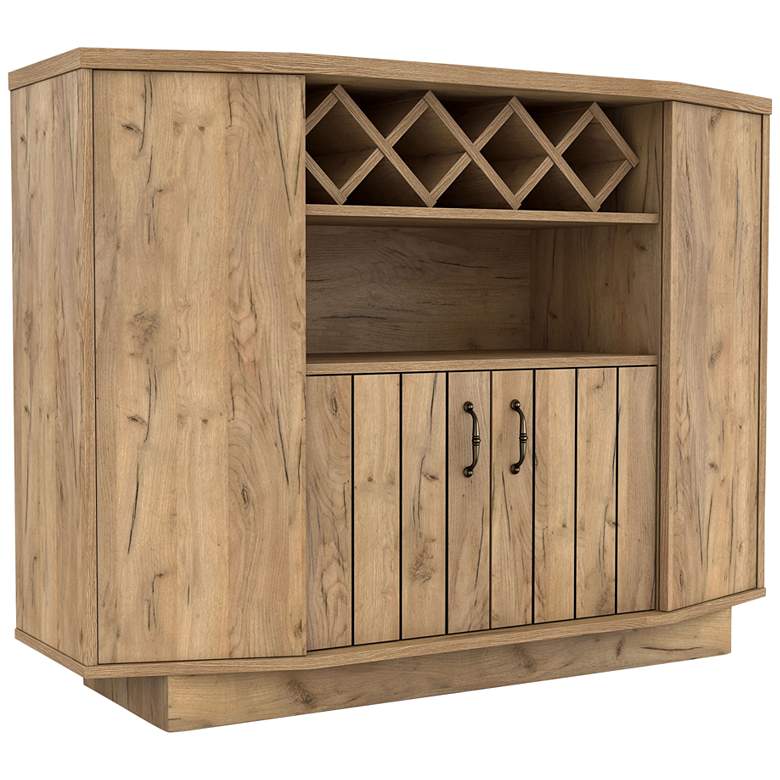 Image 2 Glanz 47 1/4" Wide Light Oak 1-Wine Rack Buffet with Shelves