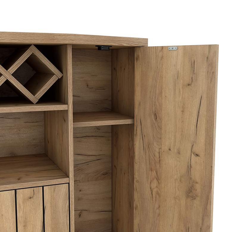 Image 3 Glanz 47 1/4" Wide Light Oak 1-Wine Rack Buffet with Shelves more views