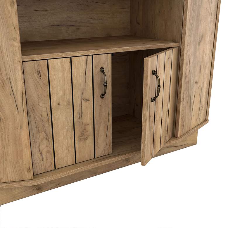 Image 6 Glanz 47 1/4" Wide Light Oak 1-Wine Rack Buffet with Shelves more views