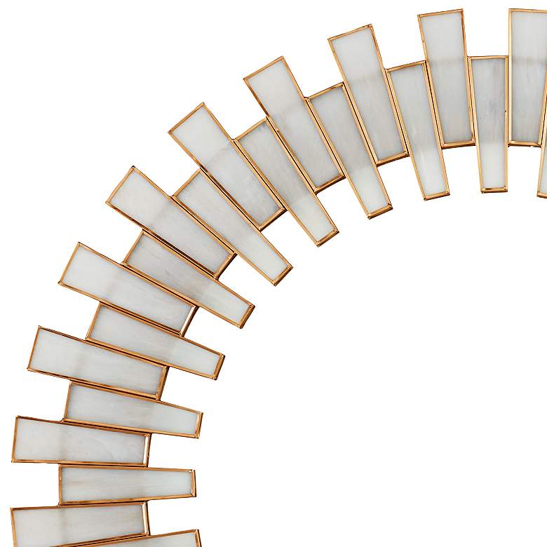 Image 2 Glasdele Antique Brass and White 39 1/2" Round Wall Mirror more views
