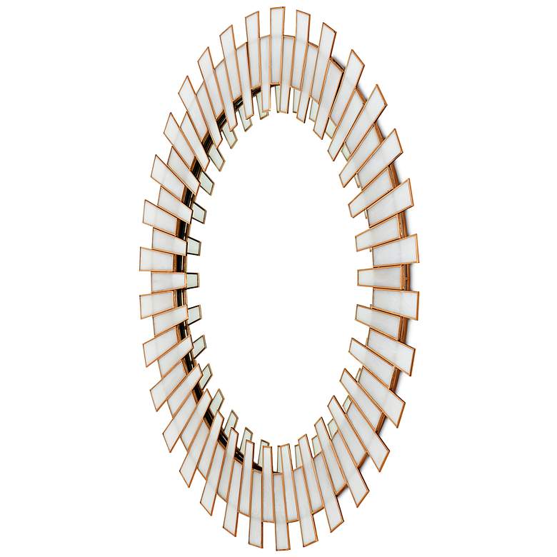 Image 4 Glasdele Antique Brass and White 39 1/2" Round Wall Mirror more views