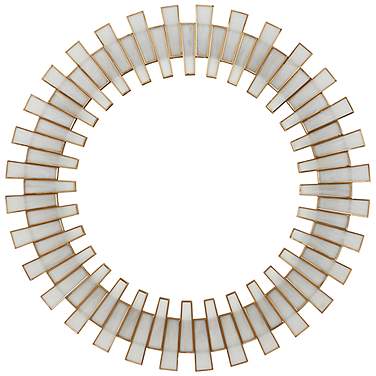 Glasdele Antique Brass and White 39 1/2" Round Wall Mirror