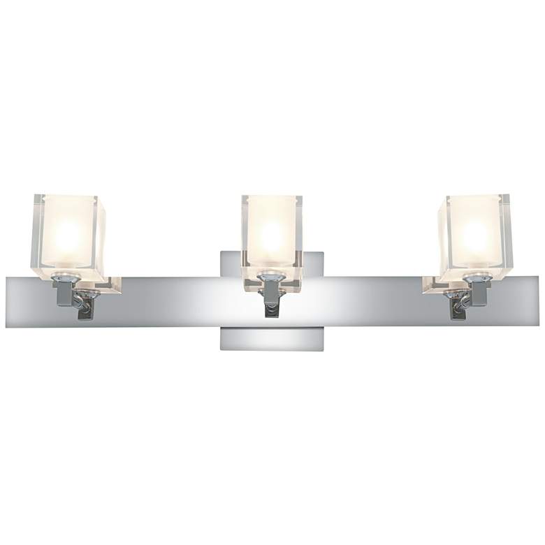 Image 1 Glase 25 inch Wide Chrome Frosted Glass Square Bath Light