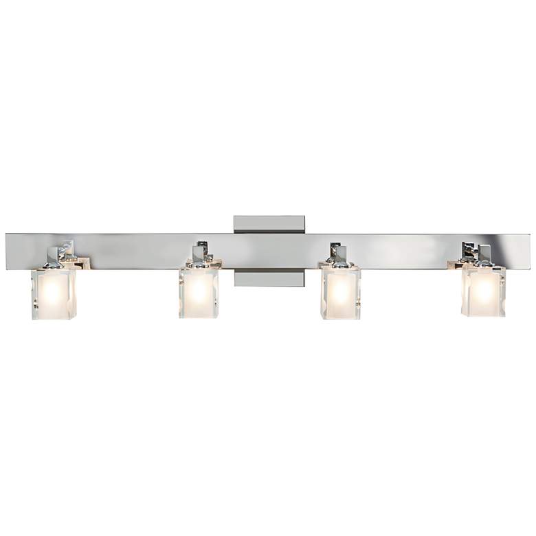 Image 1 Glase 34 inch Wide Chrome Frosted Glass Square Bath Light
