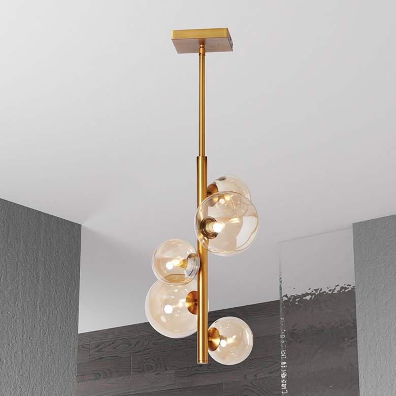 Image 1 Glasgow 10 1/2" Wide Vintage Bronze 5-Light Mini Pendant