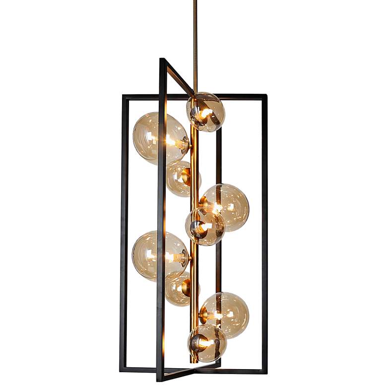 Image 2 Glasgow 15 3/4"W Vintage Bronze Champagne 9-Light Pendant