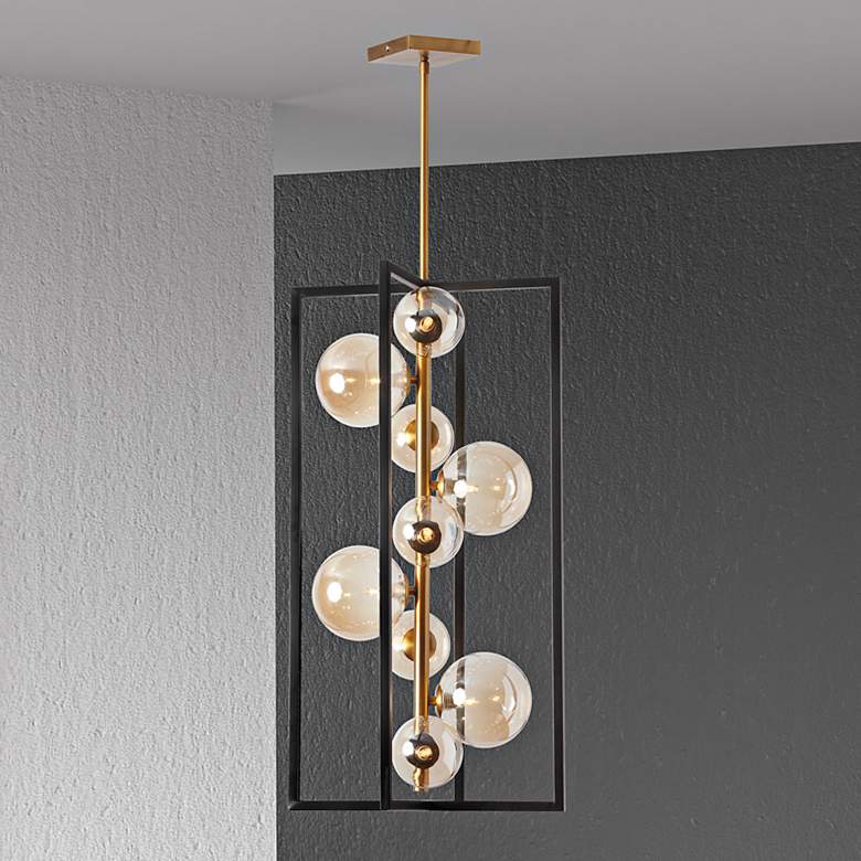 Image 1 Glasgow 15 3/4"W Vintage Bronze Champagne 9-Light Pendant