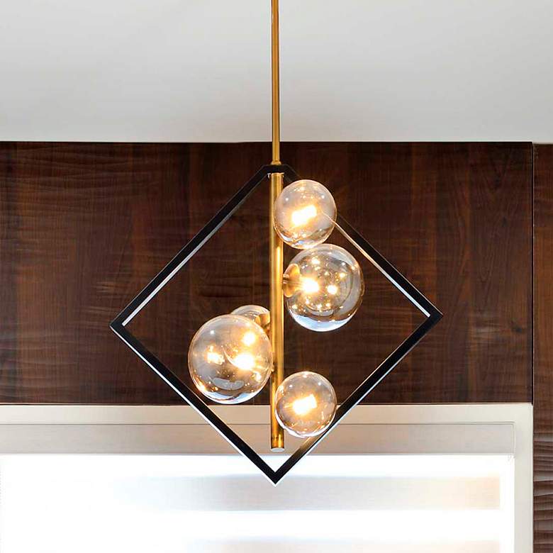Image 2 Glasgow 21" Wide Vintage Bronze 5-Light Pendant