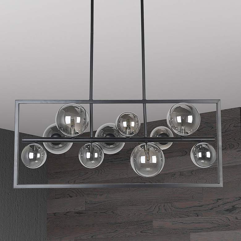 Image 1 Glasgow 33" Wide 10 Light Horizontal Square Frame Matte Black Pendant