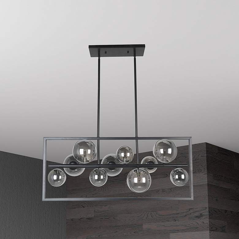 Image 3 Glasgow 33" Wide 10 Light Horizontal Square Frame Matte Black Pendant more views