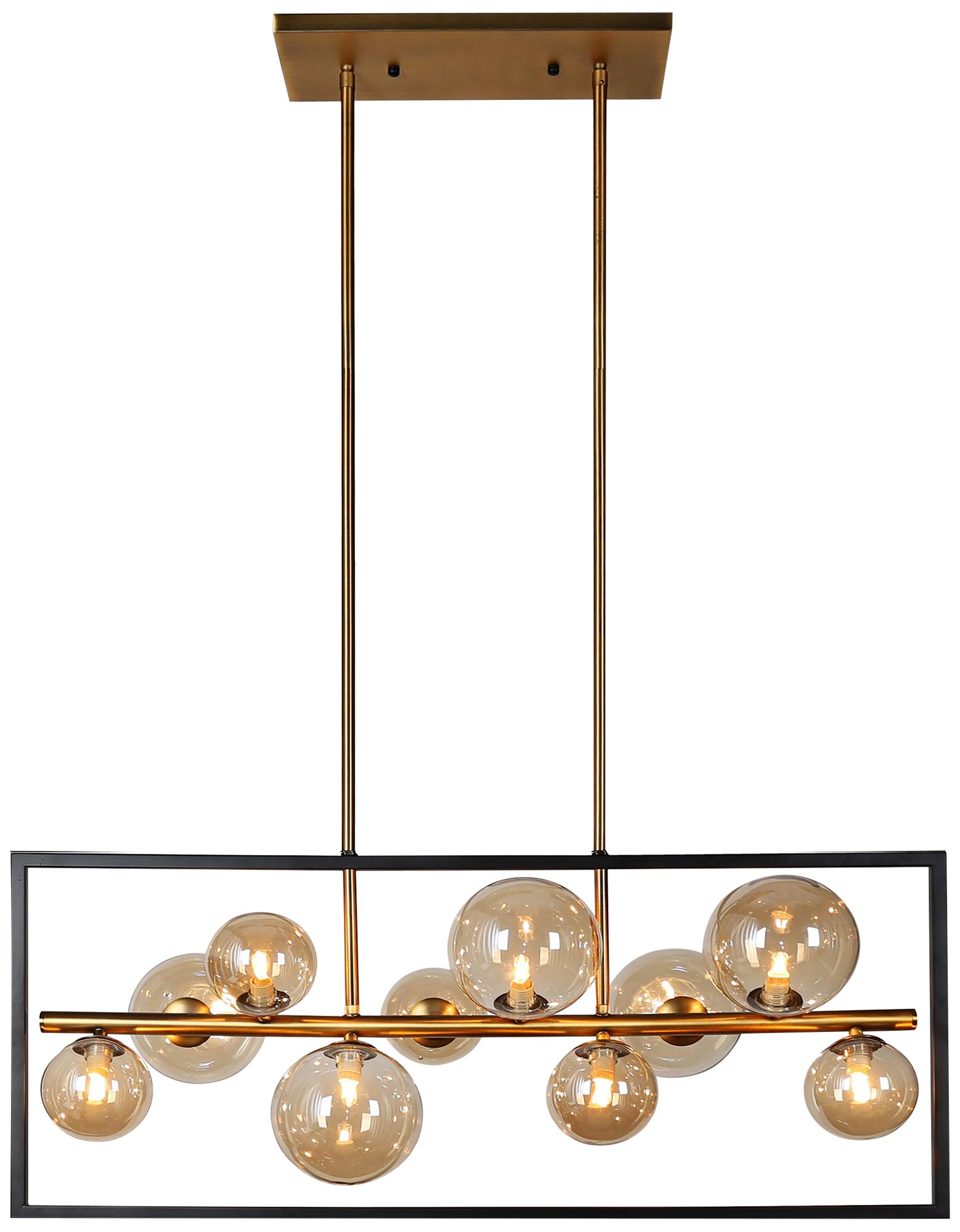 Glasgow 33" Wide Bronze and Black 10-Light Linear Pendant