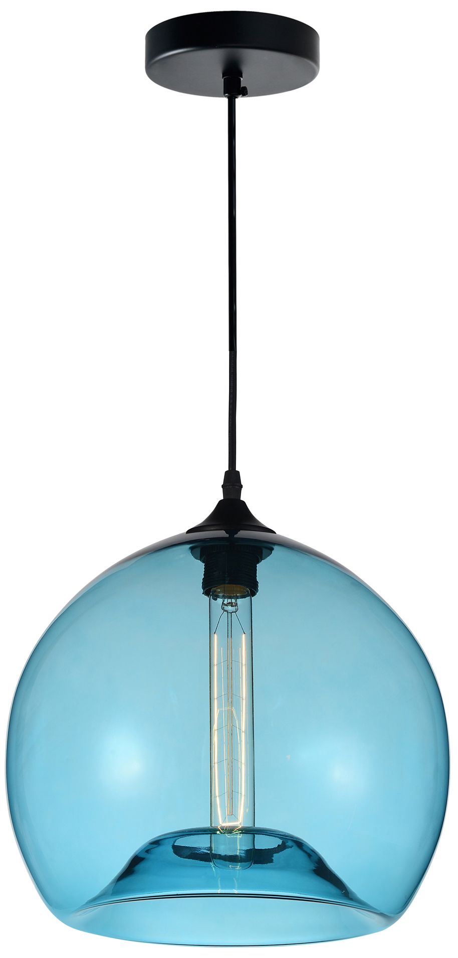 Glass 1 Light 12in Blue Down Mini Pendant