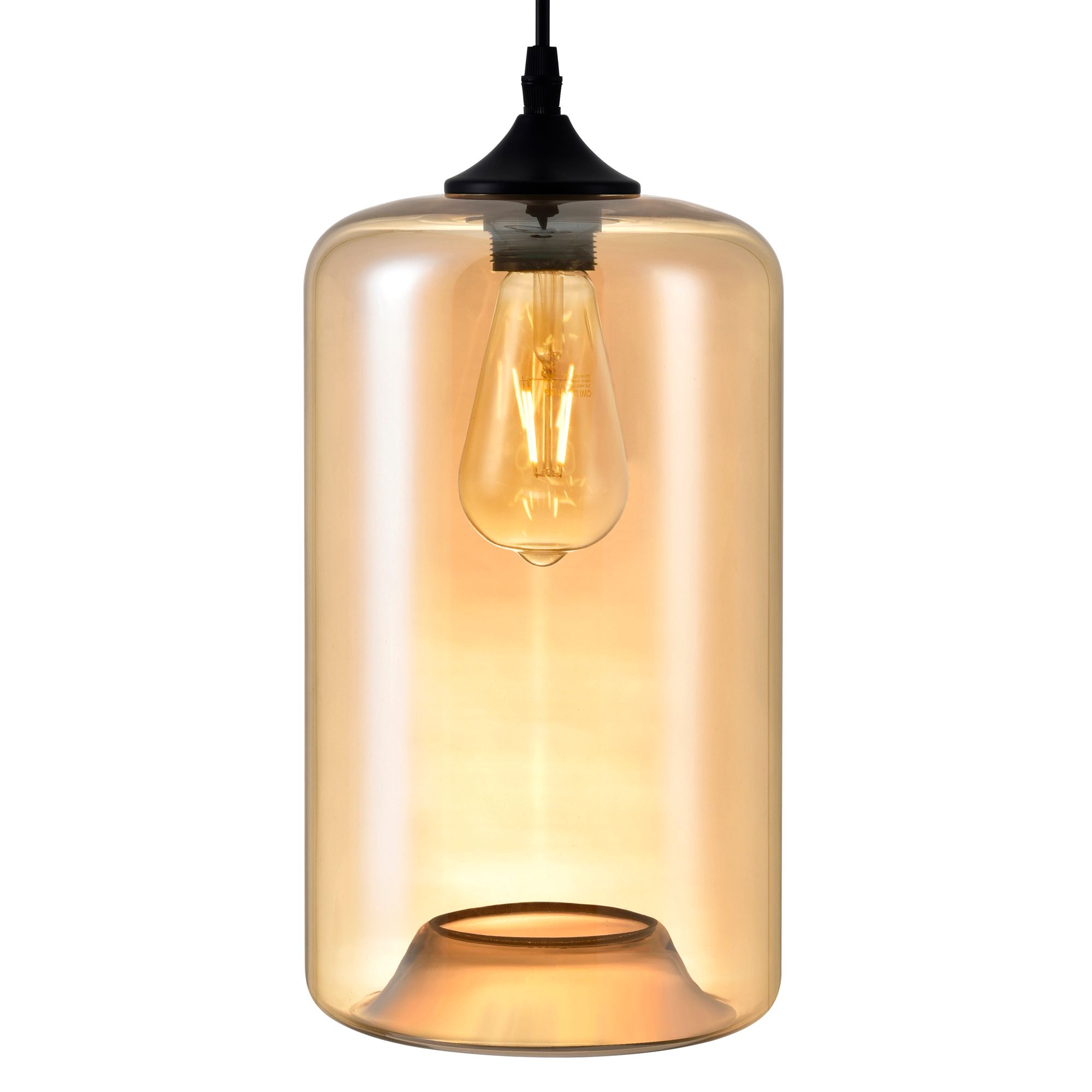 Image 2 Glass 1 Light 7in Cognac Down Mini Pendant more views