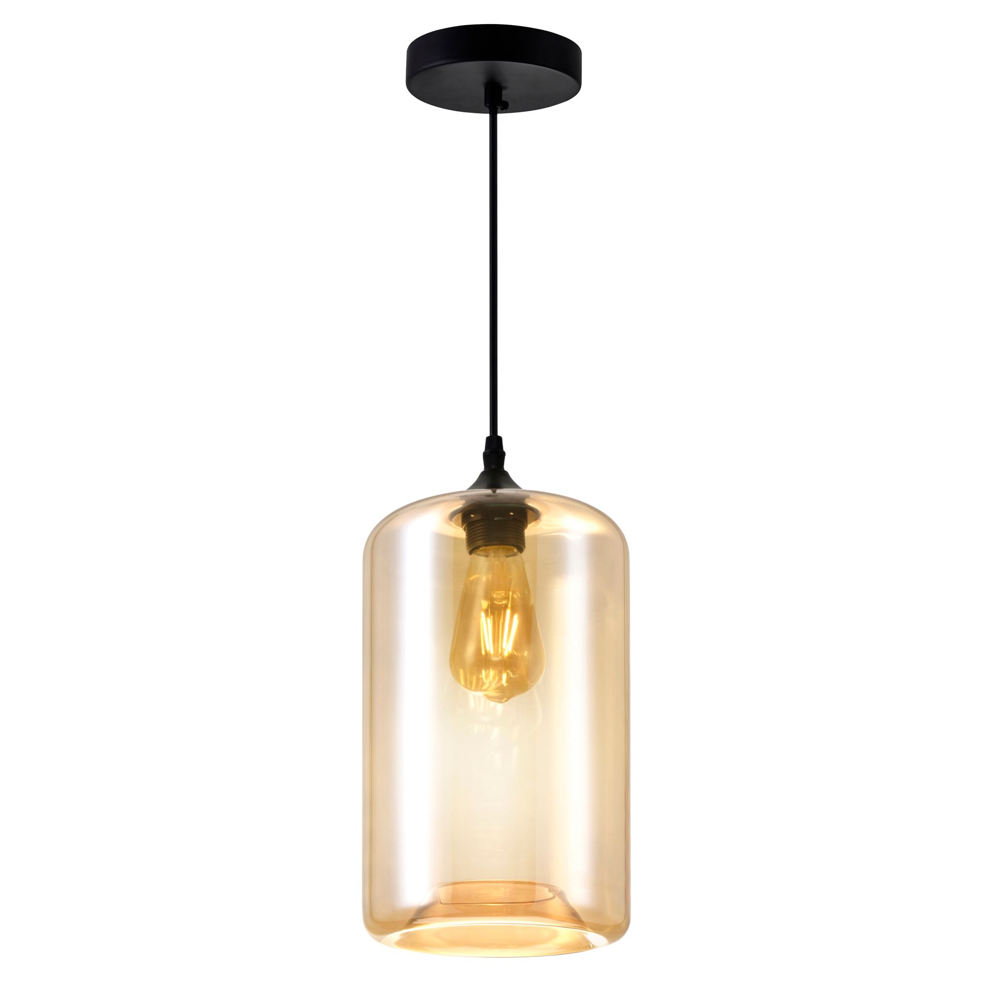 Image 3 Glass 1 Light 7in Cognac Down Mini Pendant more views