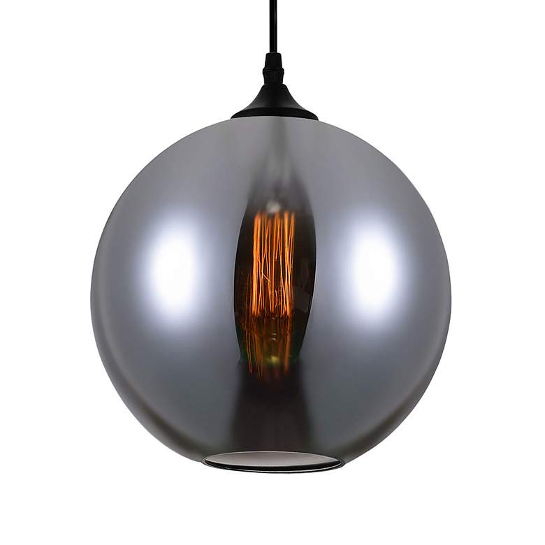 Image 2 Glass 10" Wide Black Mini Pendant with Smoke Glass more views