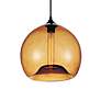 2_Glass 12" Wide Black Mini Pendant w/ Amber Glass more views
