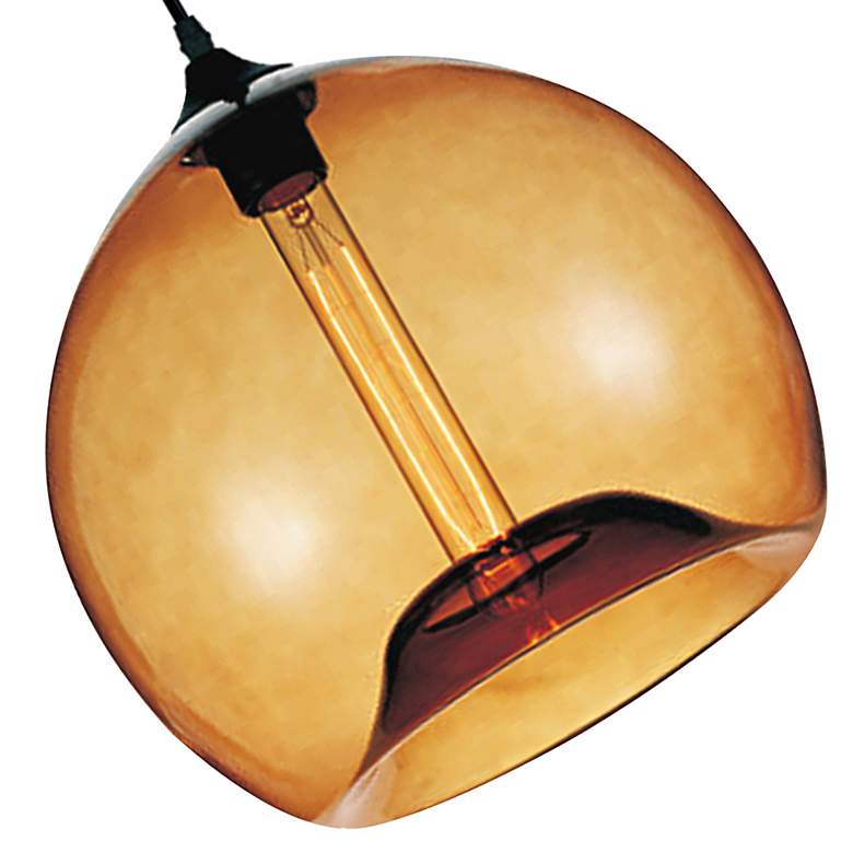 Image 3 Glass 12" Wide Black Mini Pendant w/ Amber Glass more views