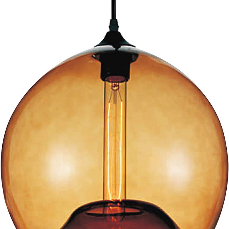 Image 4 Glass 12" Wide Black Mini Pendant w/ Amber Glass more views