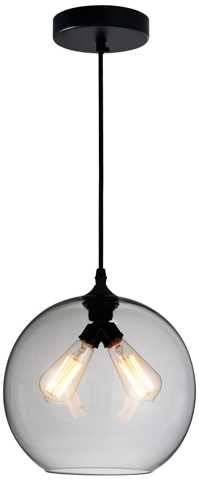 Glass 2 Light 12in Smoke Down Mini Pendant