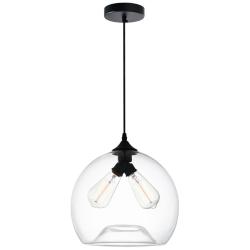 Glass 2 Light Down Mini Pendant With Clear Finish