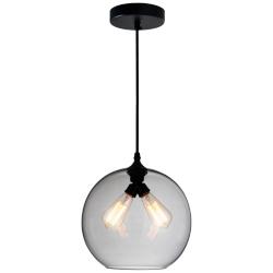 Glass 2 Light Down Mini Pendant With Smoke Finish