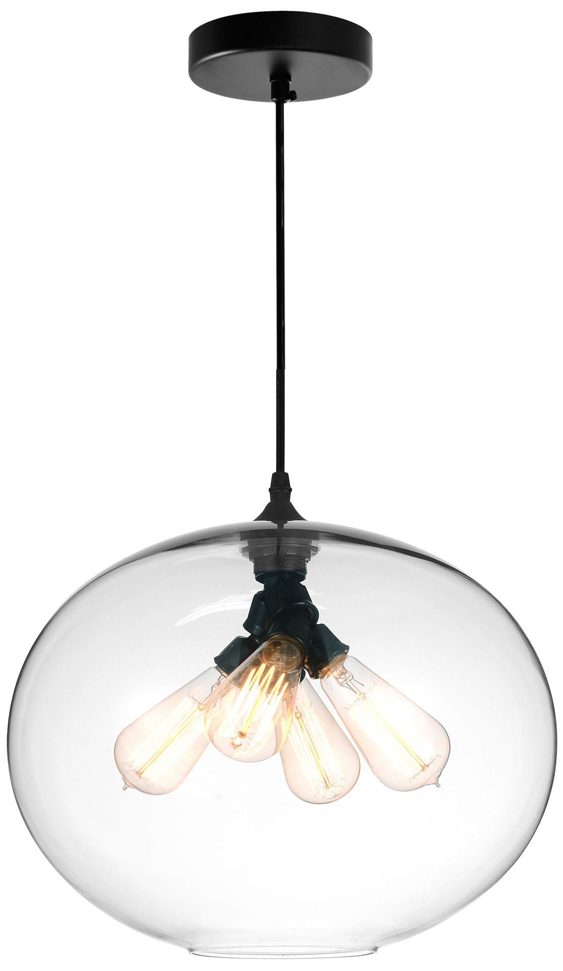 Glass 4 Light 16in Clear Down Pendant