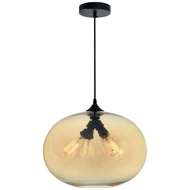 Image 1 Glass 4 Light Down Pendant With Amber Finish