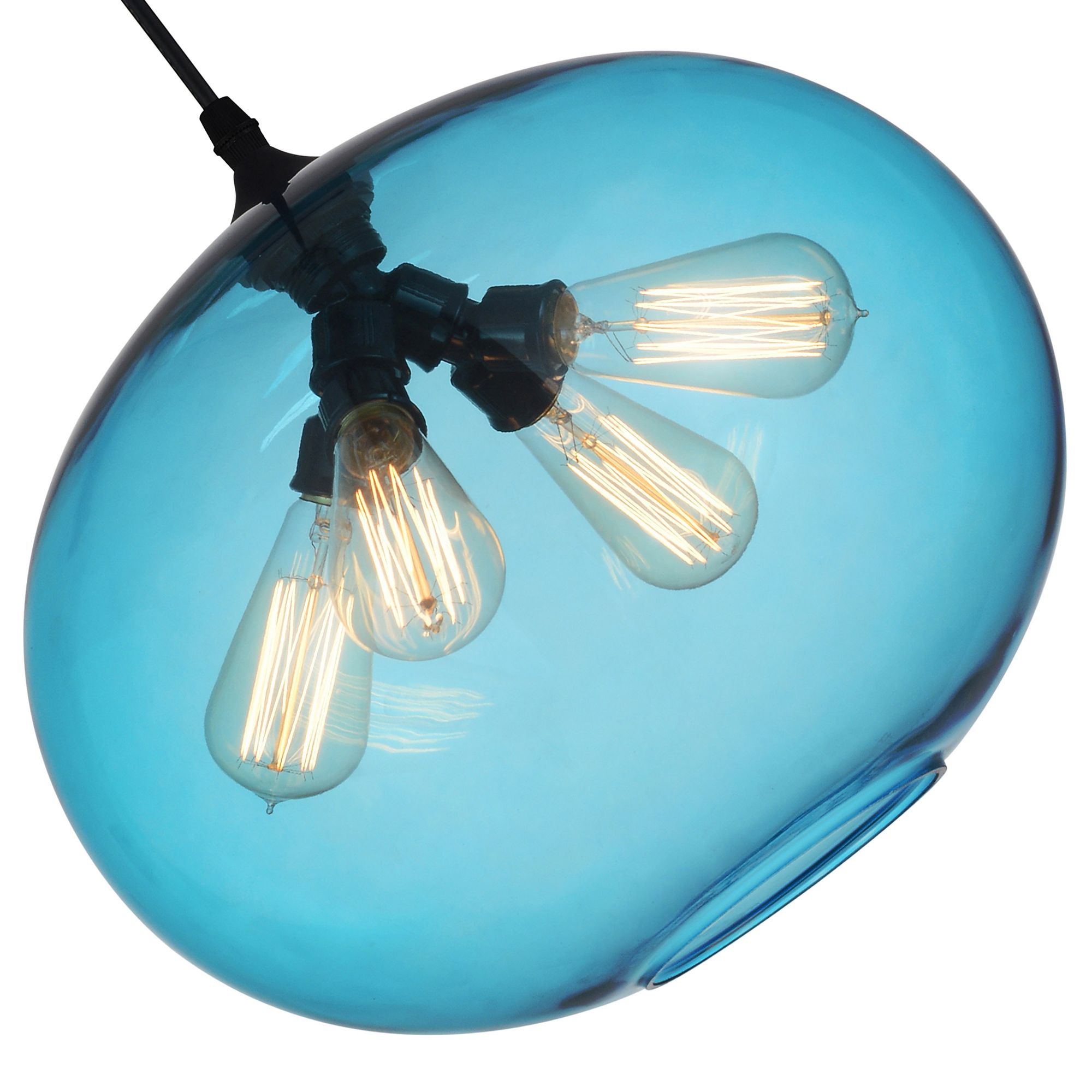 Image 3 Glass 4 Light Down Pendant With Blue Finish more views