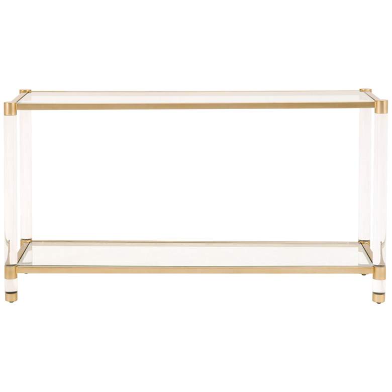 Image 2 Glass and Brass 58" Wide 1-Shelf Console Table more views