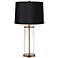 Glass and Gold Cylinder Fillable Table Lamp with Black Shade