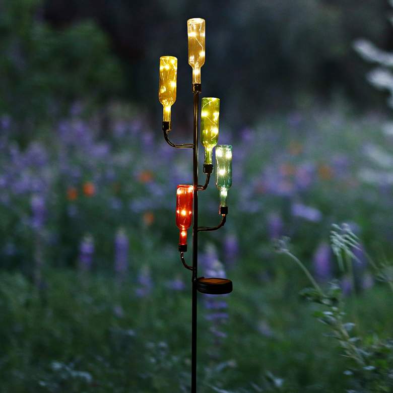Image 2 Glass Bottle Tree 37 inch High Solar LED Decorative Garden Stake more views