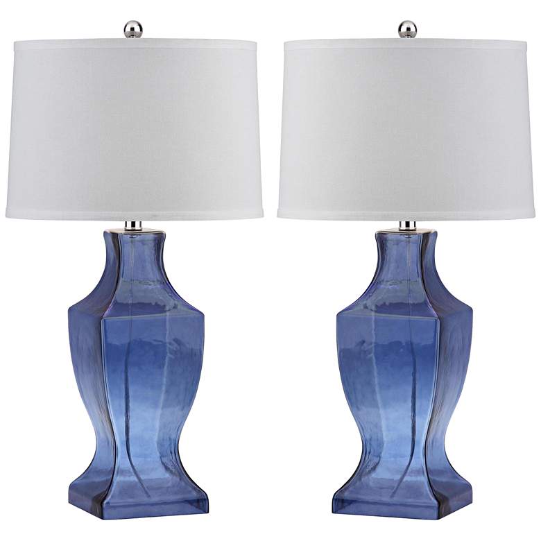 Image 1 Glass Bottom Clear Blue Urn Table Lamp Set of 2