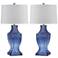 Glass Bottom Clear Blue Urn Table Lamp Set of 2