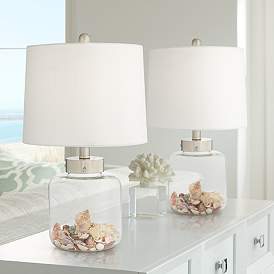Image1 of Glass Canister Small Fillable Accent Lamps Set of 2