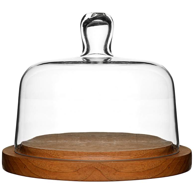 Image 1 Glass Cheese Dome with Oak Base