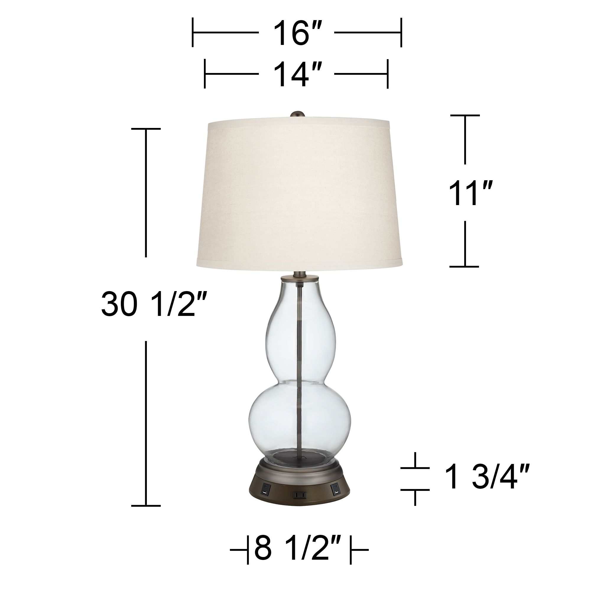 Image 6 Glass Fillable Double Gourd Table Lamp with USB Workstation Base more views