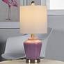 Glass Lilac Accent Table Lamp With White Linen Shade