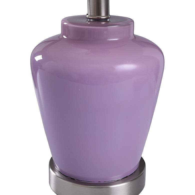 Image 4 Glass Lilac Accent Table Lamp With White Linen Shade more views