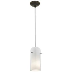 Glass&#39;n Glass Cylinder - E26 LED Cord Pendant - Bronze Finish, Clear Op