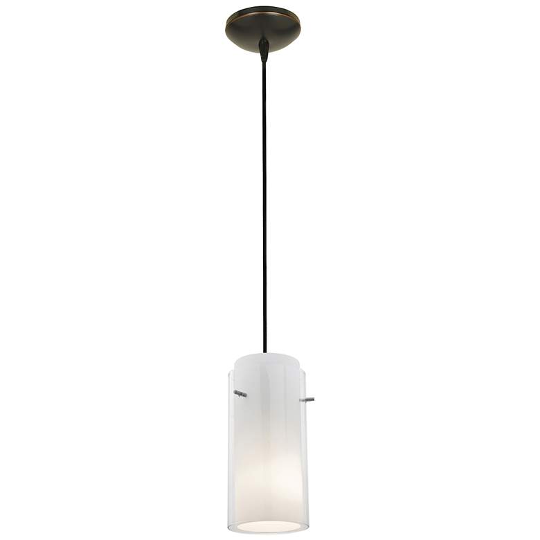Image 1 Glass'n Glass Cylinder - E26 LED Cord Pendant - Bronze Finish, Clear Op