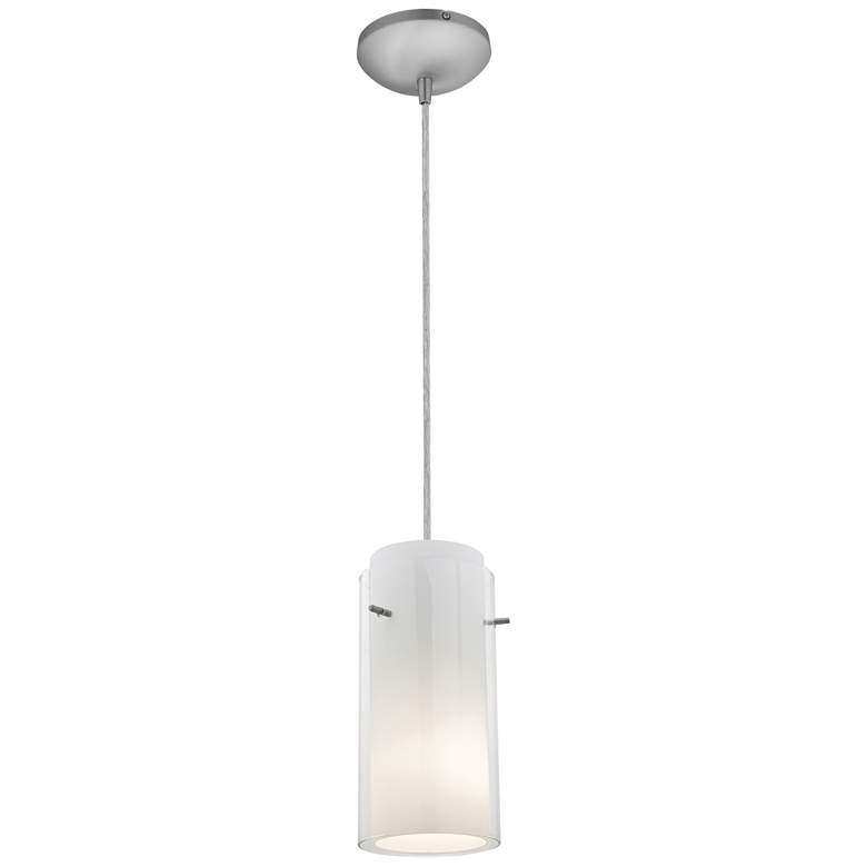 Image 1 Glass'n Glass Cylinder - E26 LED Cord Pendant - Steel Finish, Clear Opa