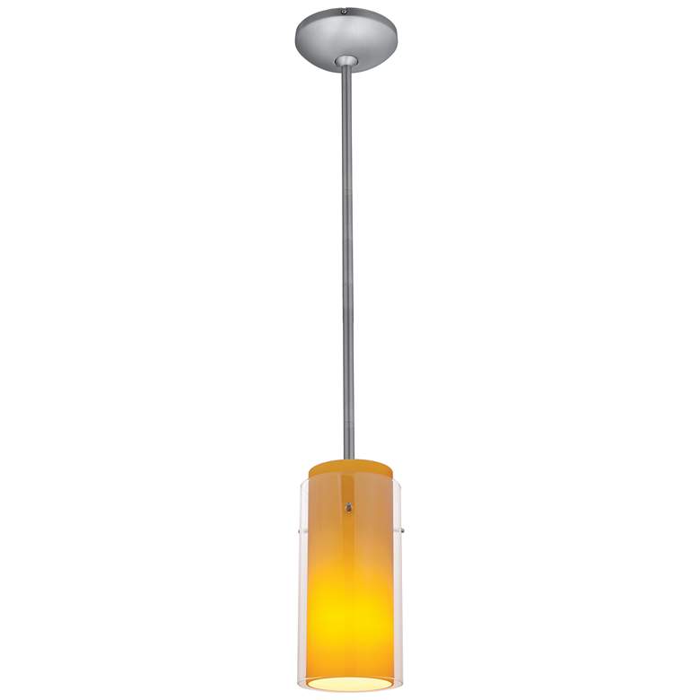 Image 1 Glass'n Glass Cylinder - E26 LED Rod Pendant - Steel Finish, Clear Ambe