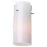 Glass&#39;n Glass - Cylinder Pendant - Brushed Steel Finish - Clear Opal Gl