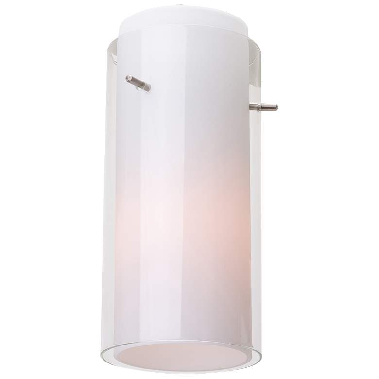 Image 1 Glass'n Glass - Cylinder Pendant - Brushed Steel Finish - Clear Opal Gl