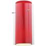Glass&#39;n Glass - Cylinder Pendant - Brushed Steel Finish - Clear Red Gla